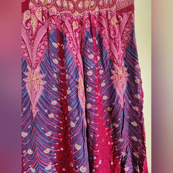 Bohemian Red and Purple Wide Leg Pants - Picture 4 of 7